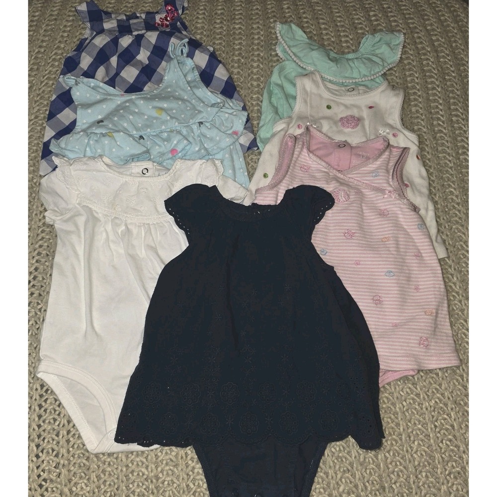 Baby Girl 12 Mo Bubbles 7 pc Lot Rompers Pastels One Piece Jumpers Bundle